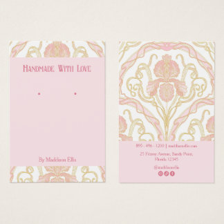 Rosa Art Nouveau Blumen Ohrhänger Displaykarte