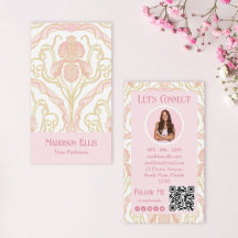 Rosa Art Nouveau Blumen-QR-Code und Foto