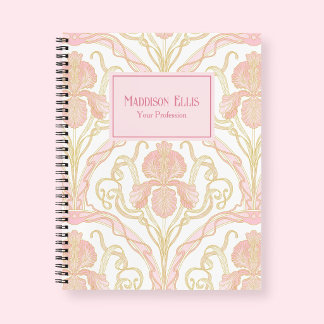 Rosa Art Nouveau Kunst femininer Geschäftsstil Notizbuch