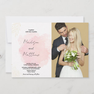Rosa Art Wedding Einladungen mit Foto