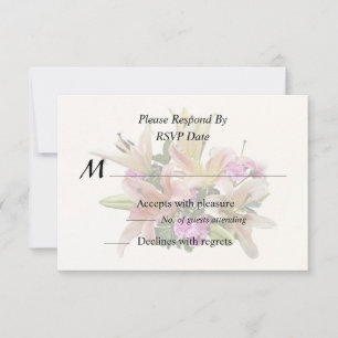 Rosa asiatische Lilien und Nelken RSVP Karte