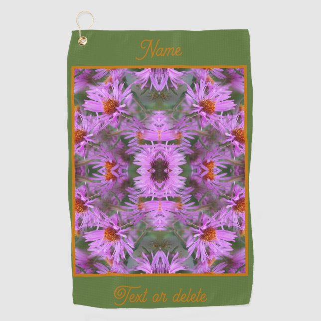 Rosa Aster-Blume Abstrakt Personalisiert Golfhandtuch (Vorderseite)