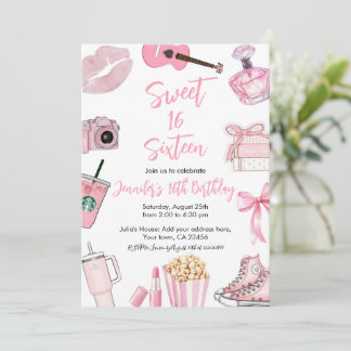 Rosa Ästhetik Sweet Sixteen 16 Teenager-Mädchen-Ge Einladung
