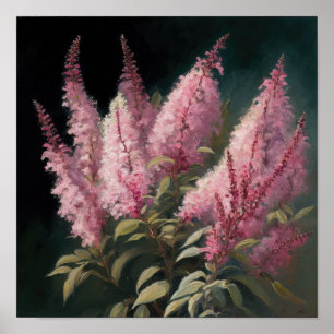 Rosa Astilbe Blume Art Print Poster