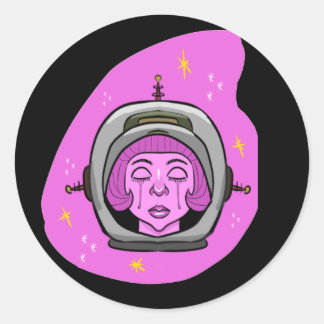rosa Astronaut Runder Aufkleber