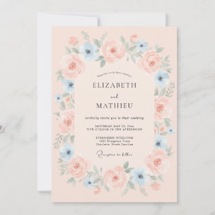 Rosa Ätherische Florale Hochzeit Einladung
