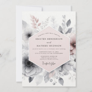 Rosa Atmosphärische Romantische Hochzeit Einladung