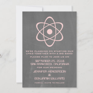 Rosa atomare Kreidetafel Save the Date Einladung