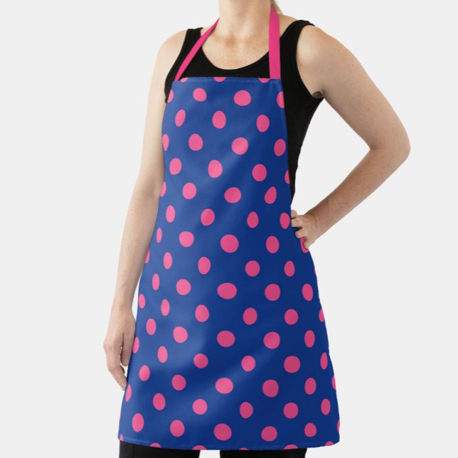 Rosa auf blauem Punkte-Muster-Design Schürze (Von Creator hochgeladen)
