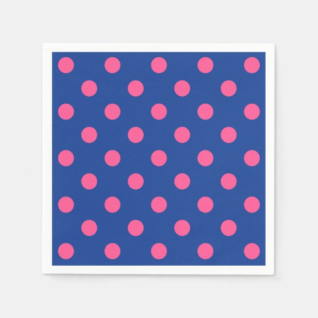 Rosa auf blauem Punkte-Musterdesign Serviette (Vorderseite)