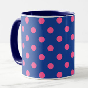 Rosa auf blauem Punkte-Musterdesign Tasse