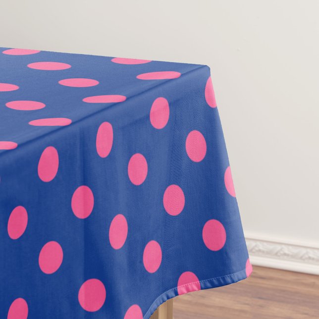 Rosa auf blauem Punkte-Musterdesign Tischdecke (Von Creator hochgeladen)