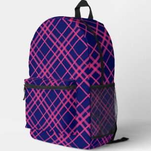 Rosa auf blauem Tartan Kariertes Muster Bedruckter Rucksack