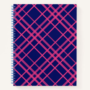 Rosa auf blauem Tartan Kariertes Muster Notizbuch