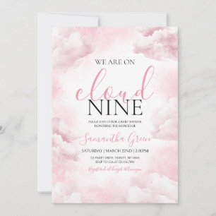 Rosa auf Cloud 9 Babydusche Einladung