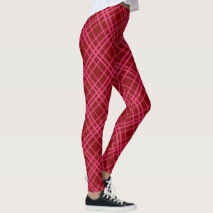 Rosa auf dem Maroon Red Tartan Kariertes Muster Leggings