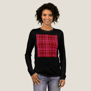 Rosa auf dem Maroon Red Tartan Kariertes Muster Tri-Blend Shirt