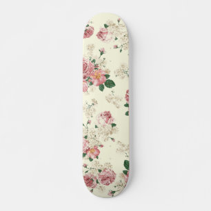 Rosa auf gelber Vintager Blüte Skateboard