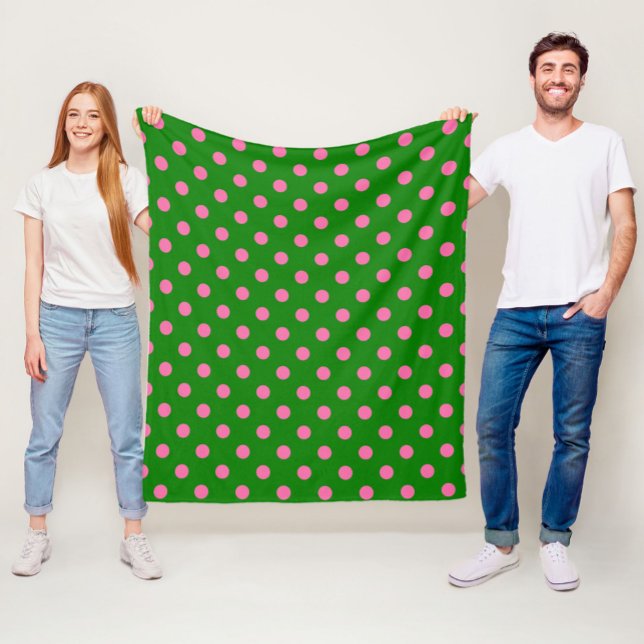 Rosa auf grünem Polka-Punkte-Musterdesign  Fleecedecke (Von Creator hochgeladen)