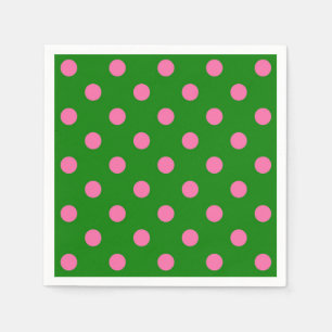 Rosa auf grünem Polka-Punkte-Musterdesign Serviette