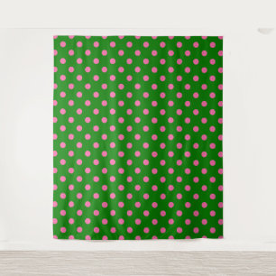 Rosa auf grünem Polka-Punkte-Musterdesign  Wandteppich