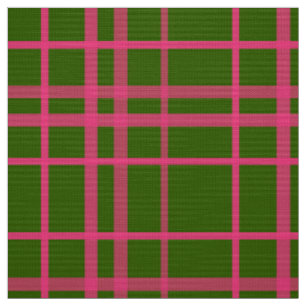 Rosa auf grünem Tartan Kariertes Muster Stoff