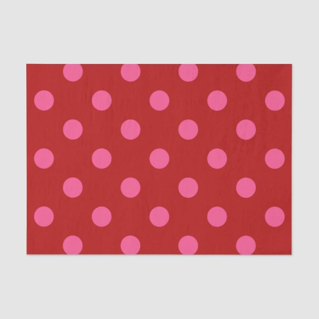 Rosa auf rotem Polka Dots Design Seidenpapier (Vorderseite)