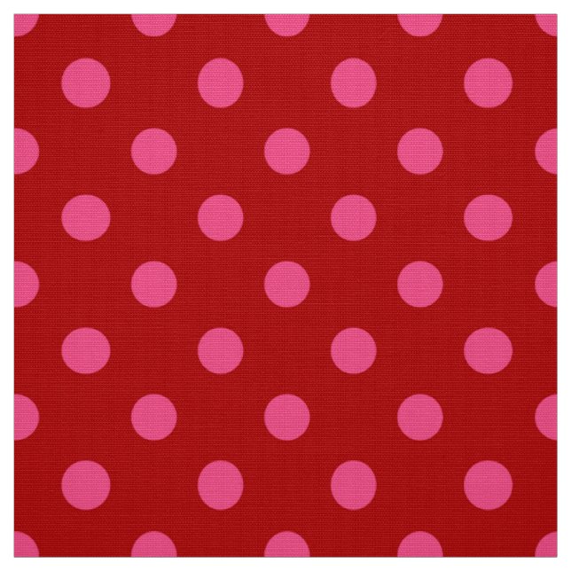 Rosa auf rotem Polka Dots Design Stoff (Muster)