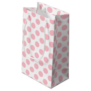 Rosa auf weiße große Polka-Punkte Kleine Geschenktüte