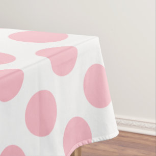 Rosa auf weiße große Polka-Punkte Tischdecke