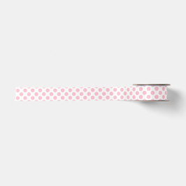 Rosa auf weißem Polka Dots Ribbon Satinband