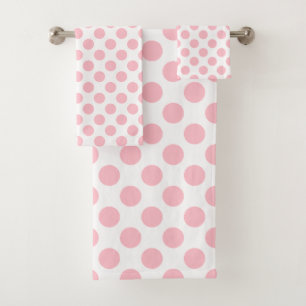 Rosa auf weißem Polka Dots Set für Badehandtücher