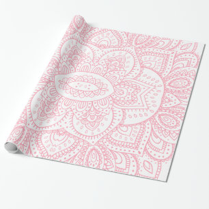 Rosa auf weißem tribalen Mandala Geschenkpapier