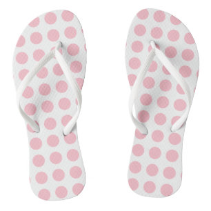 Rosa auf weißen, großen, horizontalen Polka-Punkte Flip Flops