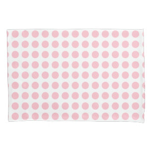 Rosa auf weißen, großen, horizontalen Polka-Punkte Kissenbezug