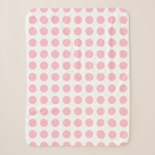 Rosa auf weißen, großen, horizontalen Polka-Punkte Sherpadecke