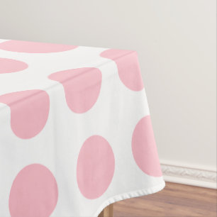 Rosa auf weißen, großen, horizontalen Polka-Punkte Tischdecke