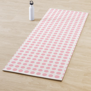 Rosa auf weißen, großen, horizontalen Polka-Punkte Yogamatte