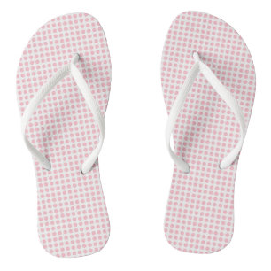 Rosa auf weißen, kleinen, horizontalen Polka-Punkt Flip Flops