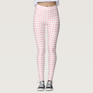 Rosa auf weißen, kleinen, horizontalen Polka-Punkt Leggings
