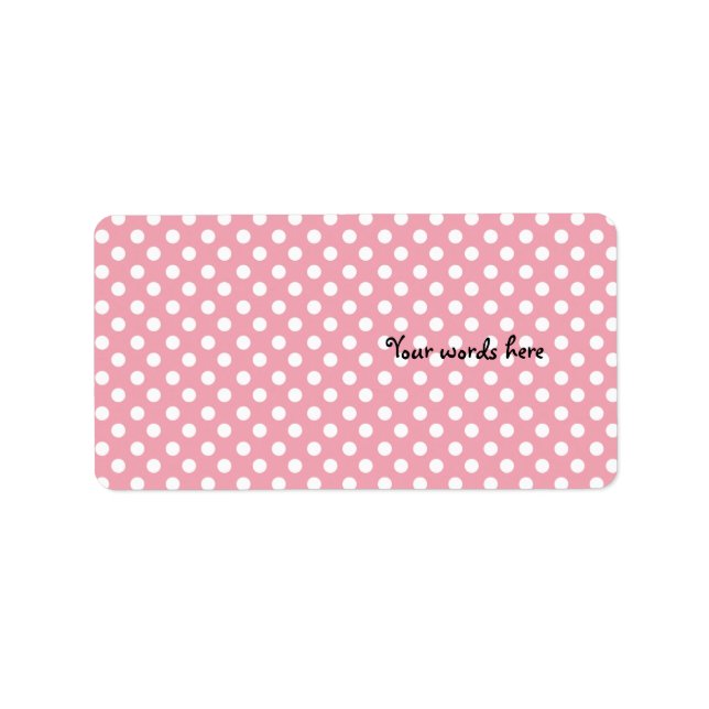 Rosa auf weißen Polka-Punkten Adressaufkleber (Vorne)