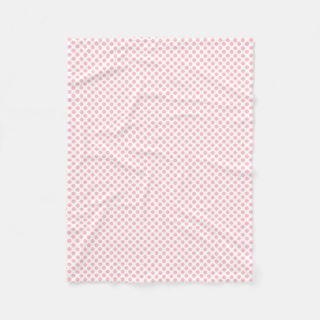 Rosa auf weißen Polka-Punkten kleiner Größe Fleecedecke (Vorderseite)