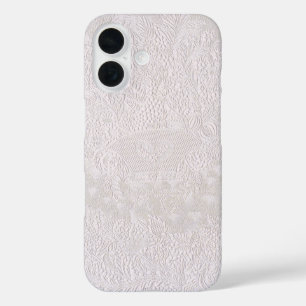 Rosa auf weißer dekorativer Spitze iPhone 16 Hülle