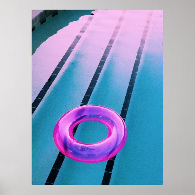 Rosa aufblasbarer Ring am Pool Poster (Vorne)