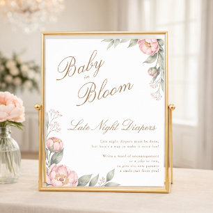 Rosa aufblühendes Mädchen Baby Shower Windeln für Poster