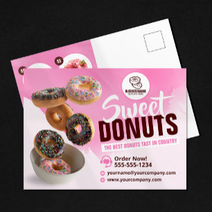 Rosa auffallende Donut-Bäckerei-Süßigkeiten Lecker Postkarte