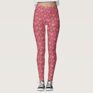 Rosa ausgezackte umrandete Herzen wiederholen Leggings