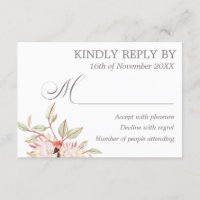 Rosa australische Blume Hochzeit-RSVP-Karte