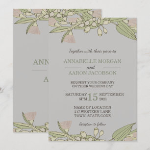 Rosa australische Wildblumengumtree-Hochzeitseinla Einladung