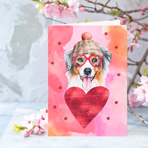 Rosa Australischer Schäferhund Valentinstag Gesche Karte
